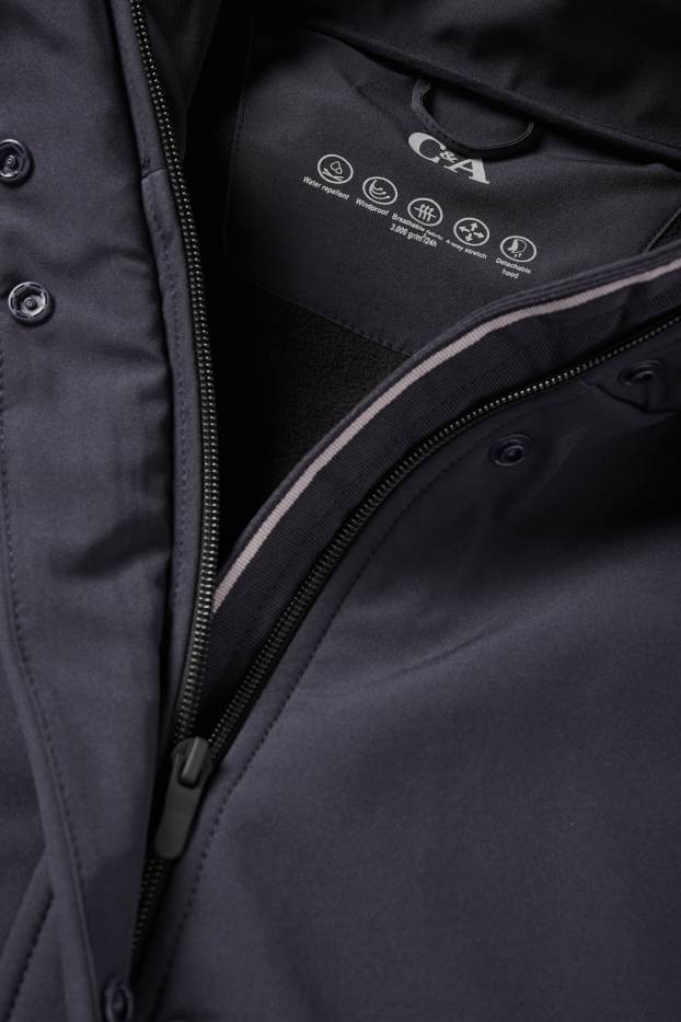 Femmes - Veste à coquille souple à capuche - déperlante - 4 Way Stretch - bleu foncé