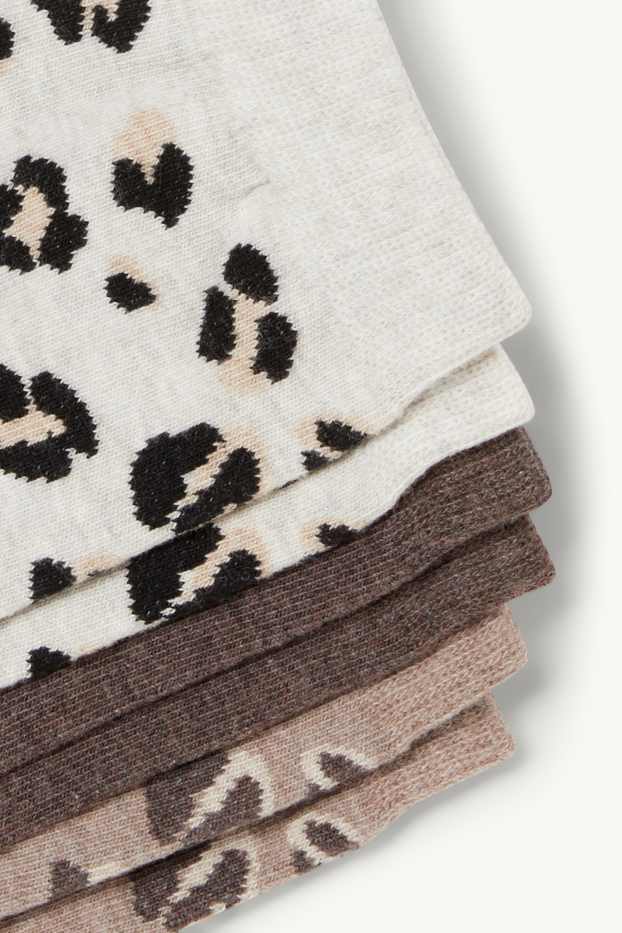 Mujer - Pack de 3 - calcetines con dibujo - estampado de leopardo - marrón / beis
