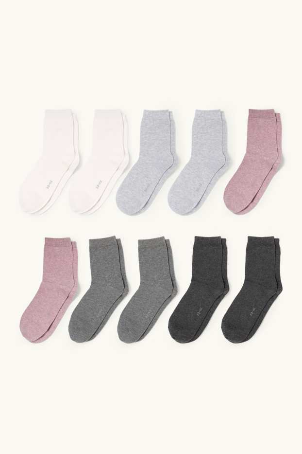 Femmes - Lot de 10 paires - chaussettes - gris / rose