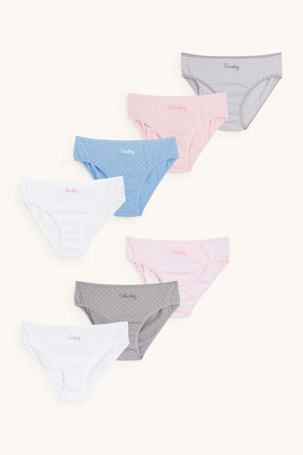 Bambine - Confezione da 7 - giorni della settimana - slip - blu / bianco