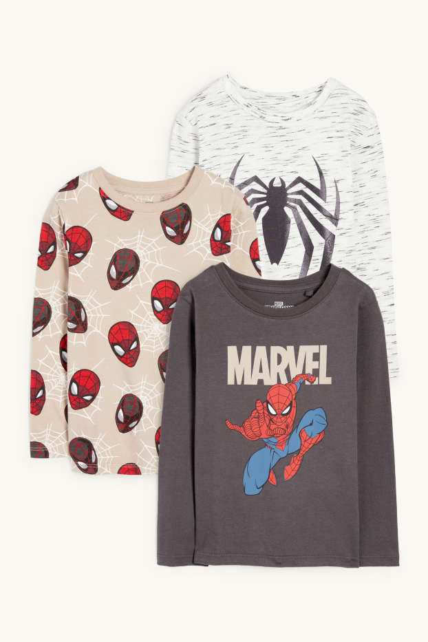 Bambini - Confezione da 3 - Uomo Ragno - maglia a maniche lunghe - marrone / beige