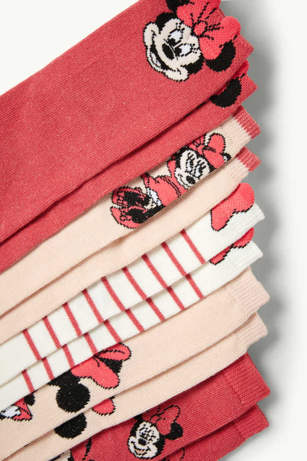 Copii - Fete - Multipack 5 perechi - Minnie Mouse - șosete cu motive - roșu