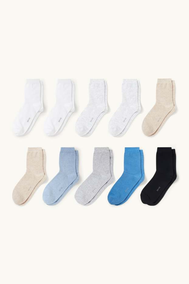 Femmes - Lot de 10 paires - chaussettes - bleu clair