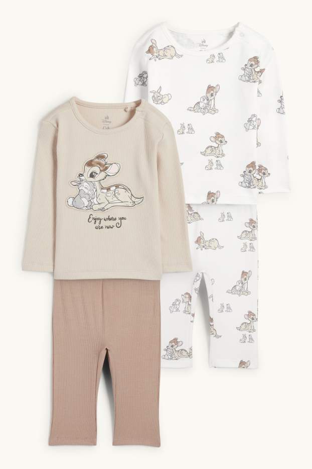 Baby Mädchen - Multipack 2er - Bambi - Baby-Pyjama - 4 teilig - hellbeige