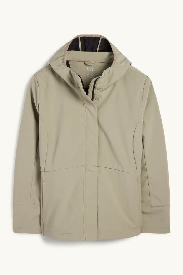 Donna - Giacca soft shell con cappuccio - idrorepellente - 4 Way Stretch - verde chiaro