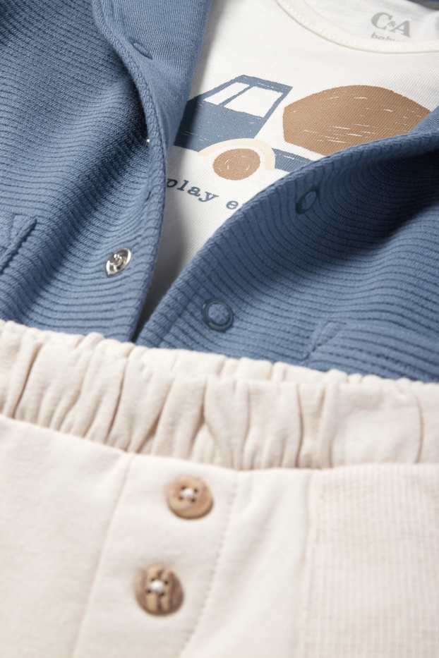 Baby Boys - Concrete mixer - baby outfit - 3 piece - blue