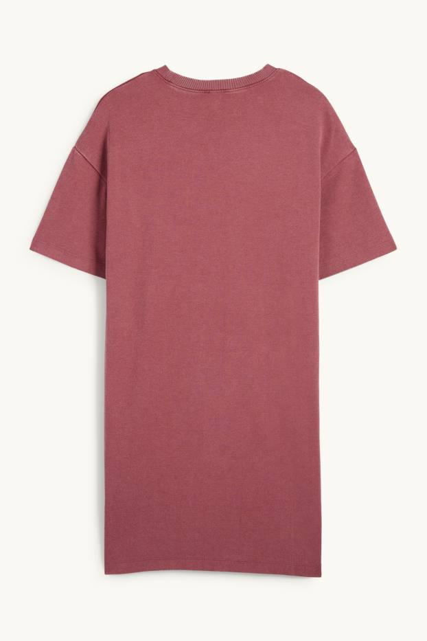 Dames - T-shirt-jurk - donker rose
