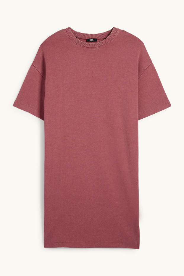 Dames - T-shirt-jurk - donker rose