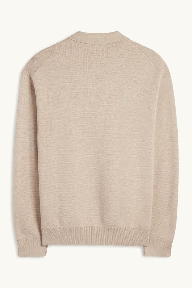 Home - Polo de mànigues llargues - de punt - beix clar