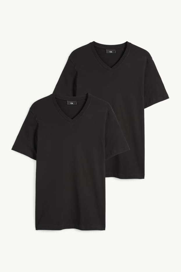 Men - Multipack of 2 - T-shirt - regular fit - black