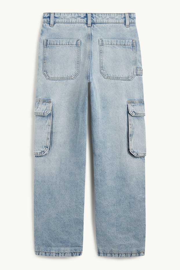 Kinder Buben - Cargo Jeans - Thermojeans - helljeansblau