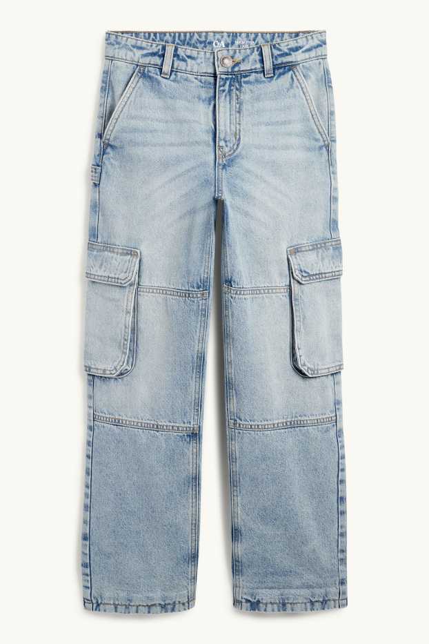 Kinder Buben - Cargo Jeans - Thermojeans - helljeansblau