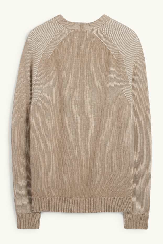 Herren - Pullover - gerippt - beige