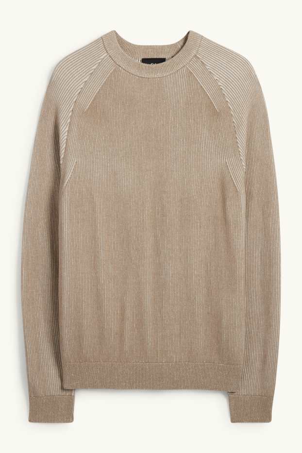 Herren - Pullover - gerippt - beige