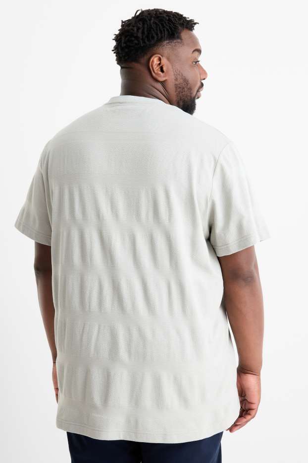 Men - T-shirt - regular fit - textured - light gray