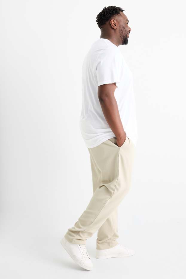 Men - Joggers - textured - light beige