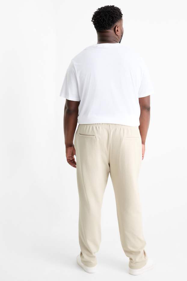 Men - Joggers - textured - light beige