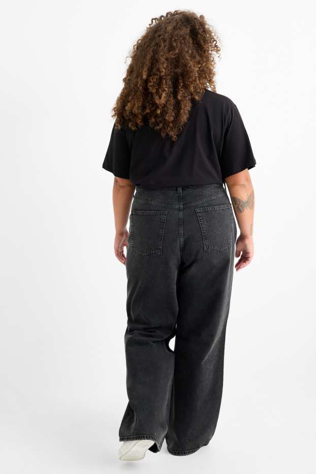 Femmes - Wide leg jean - high waist - jean gris foncé
