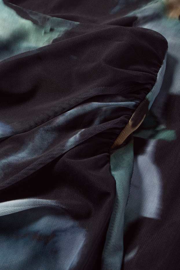 Donna - Gonna in rete - a fiori - blu scuro