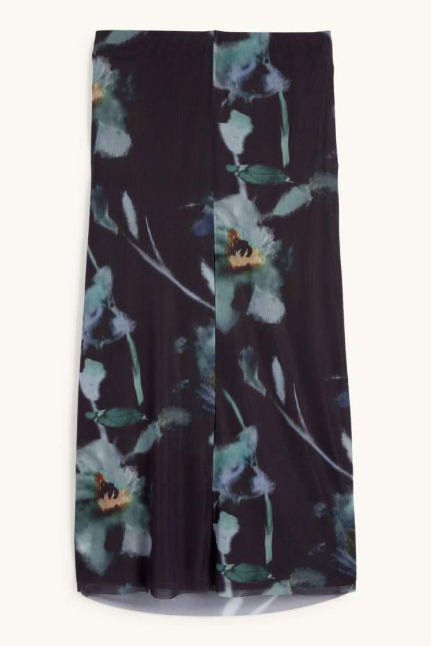 Donna - Gonna in rete - a fiori - blu scuro