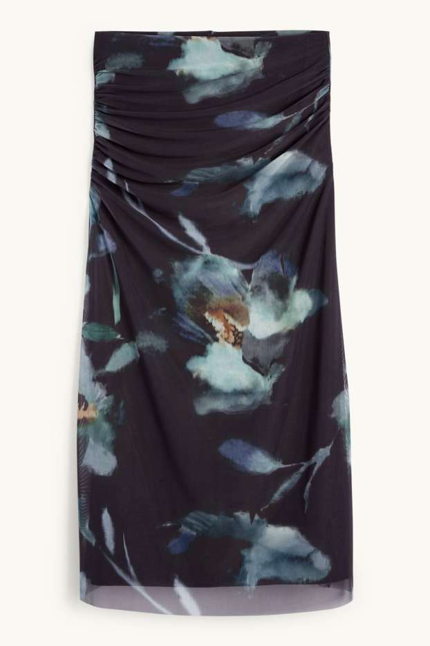 Donna - Gonna in rete - a fiori - blu scuro