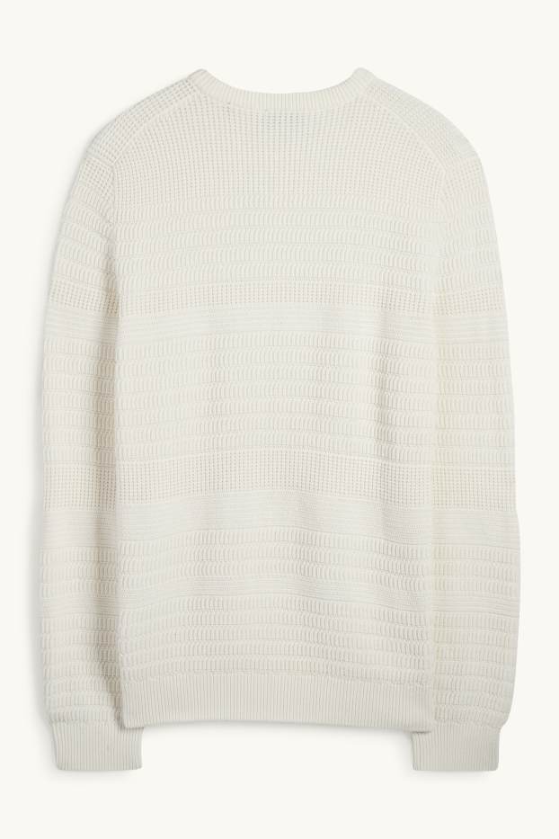 Pánské - Svetr - strukturovaný - krémově bílá