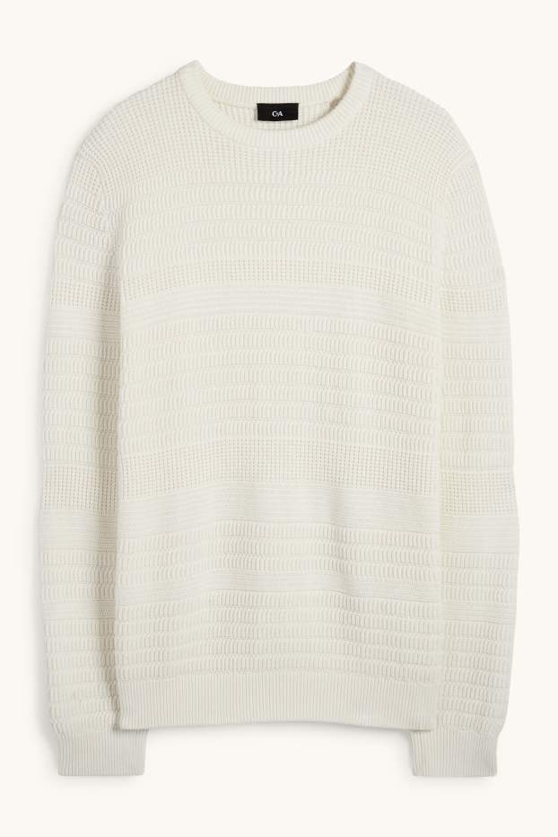 Pánské - Svetr - strukturovaný - krémově bílá