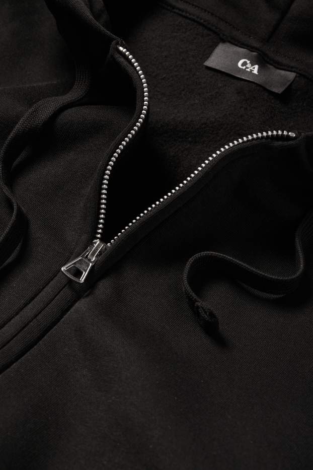 Uomo - Felpa con zip e cappuccio - nero