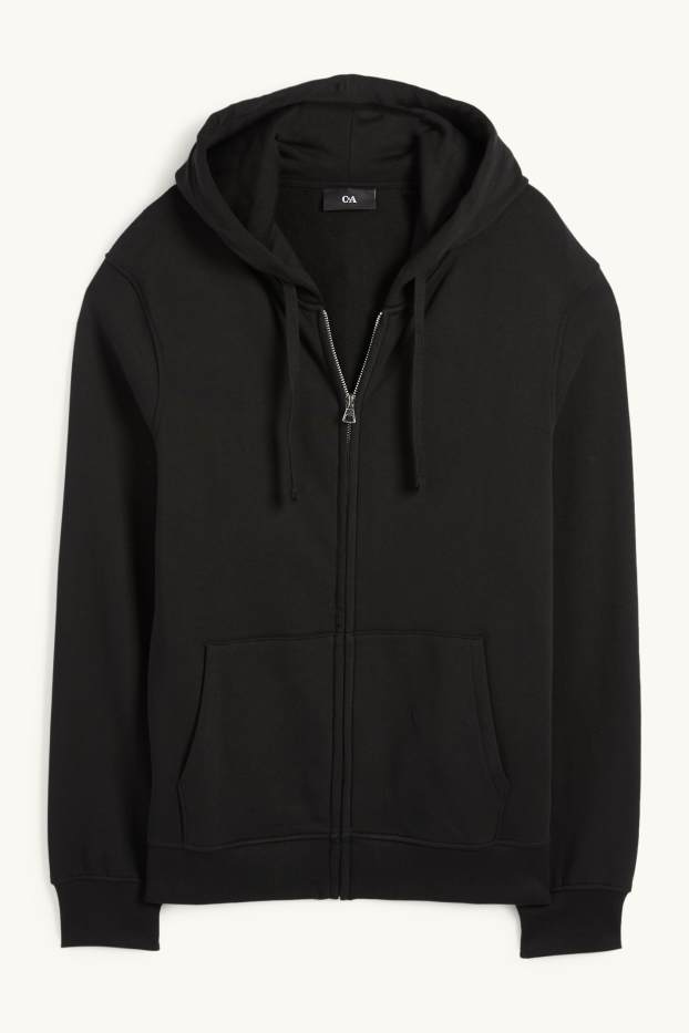 Uomo - Felpa con zip e cappuccio - nero
