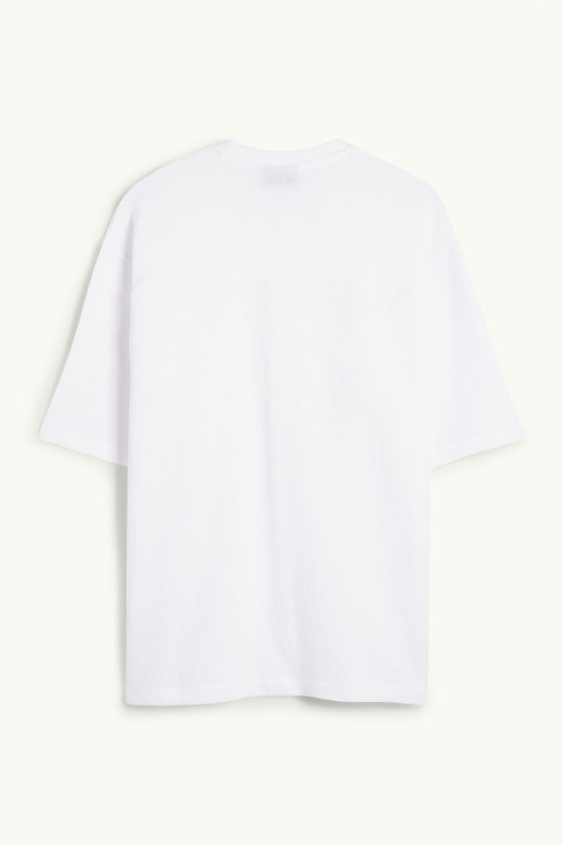 Hommes - T-shirt - oversize - côtelé - blanc