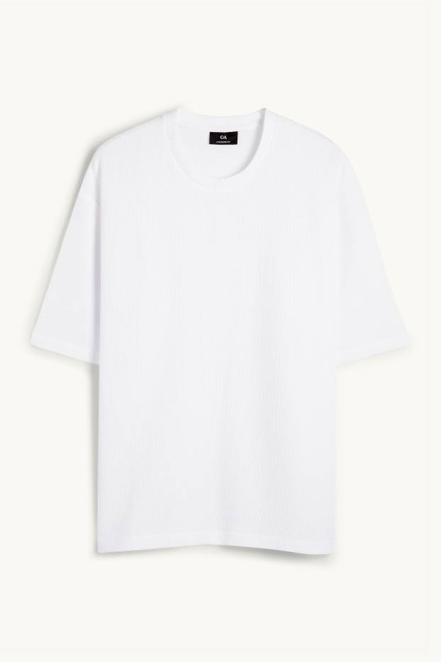 Hommes - T-shirt - oversize - côtelé - blanc