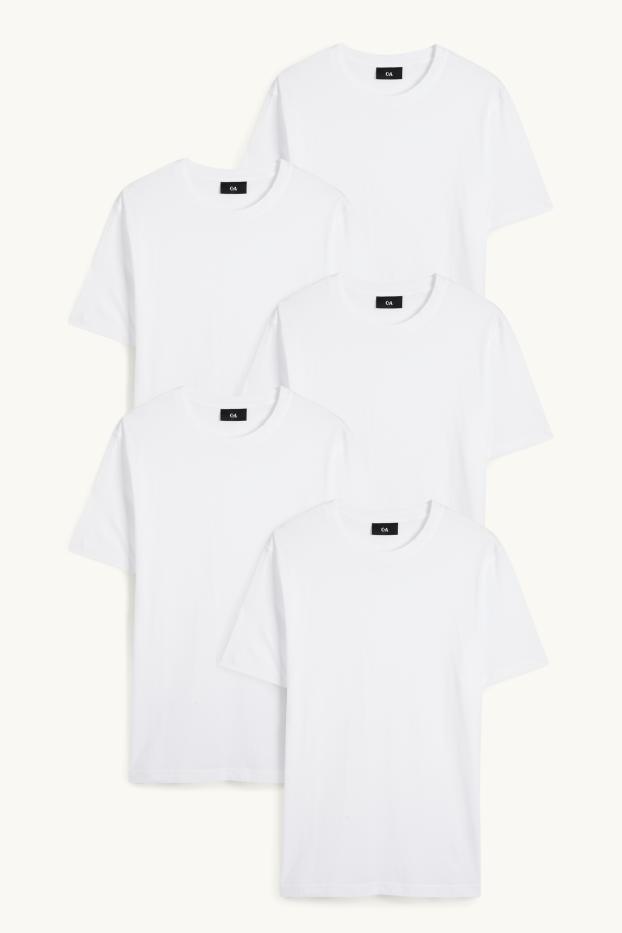 Home - Paquet de 5 - samarreta de mànigues curtes - regular fit - blanc