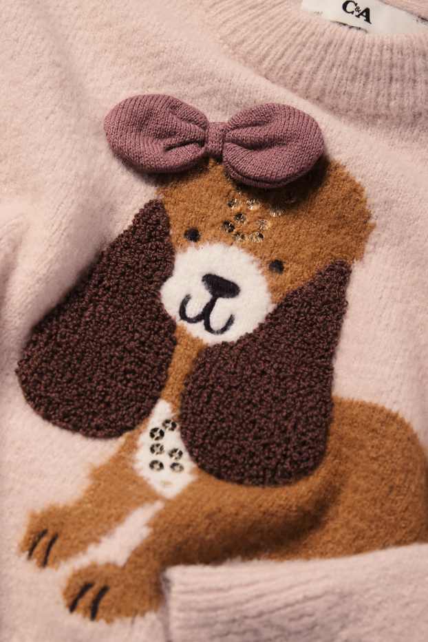 Children Girls - Dog - jumper - rose