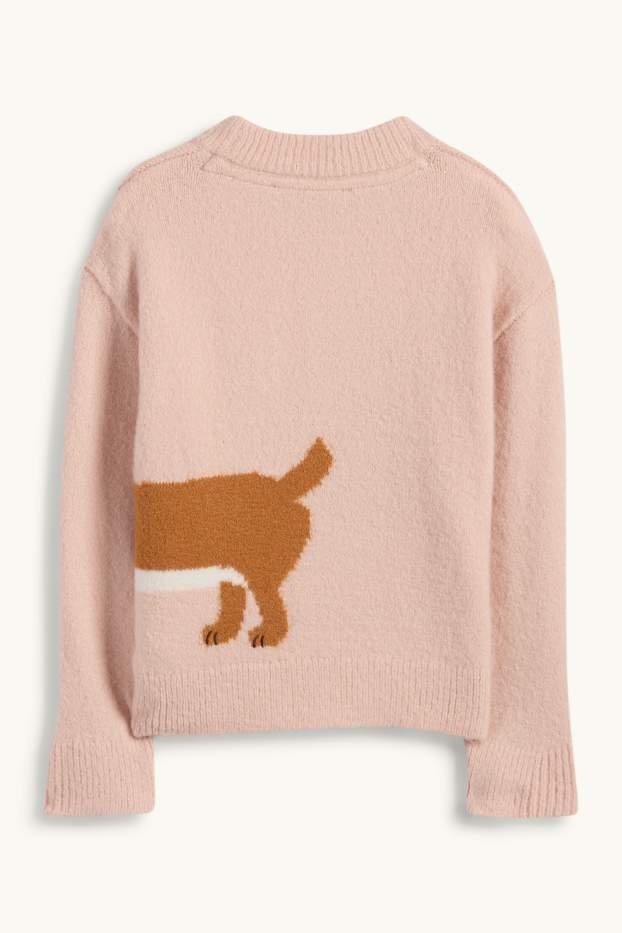 Children Girls - Dog - jumper - rose