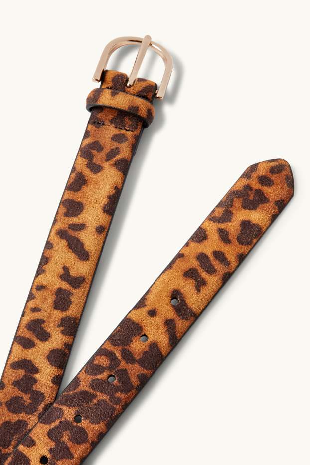 Femei - Curea - imitație de piele întoarsă - imprimeu de leopard - maro / bej