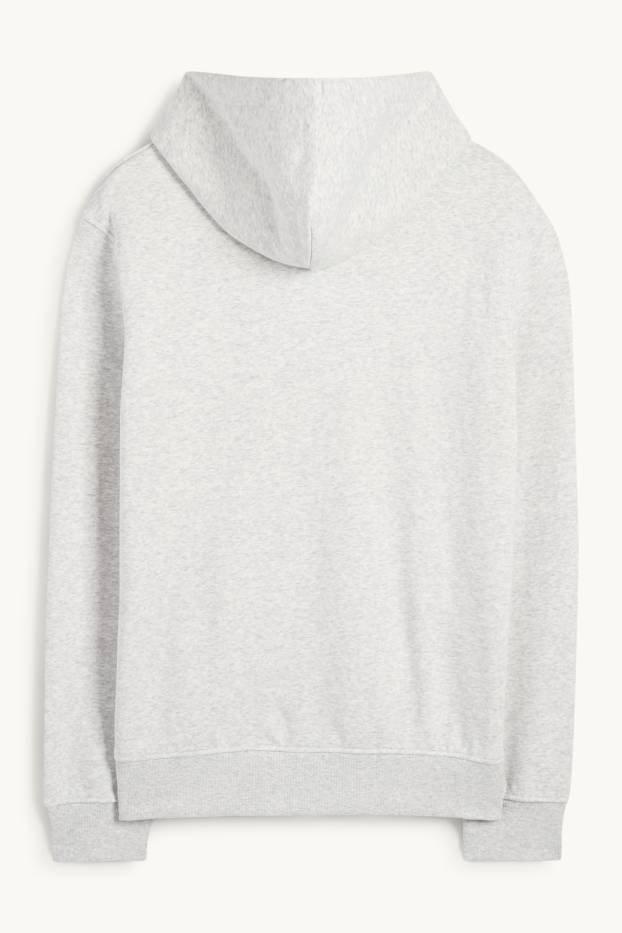 Bărbați - Hanorac cu fermoar și glugă - gri deschis melanj