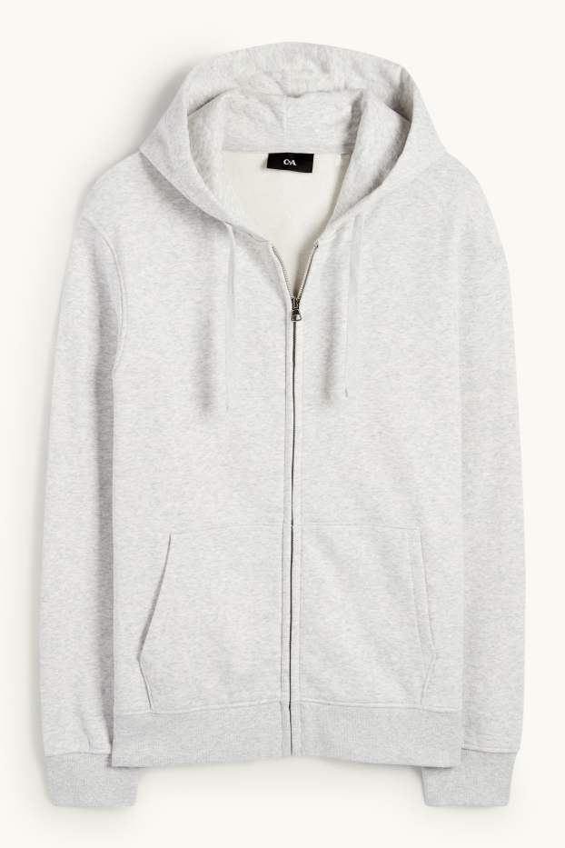 Bărbați - Hanorac cu fermoar și glugă - gri deschis melanj