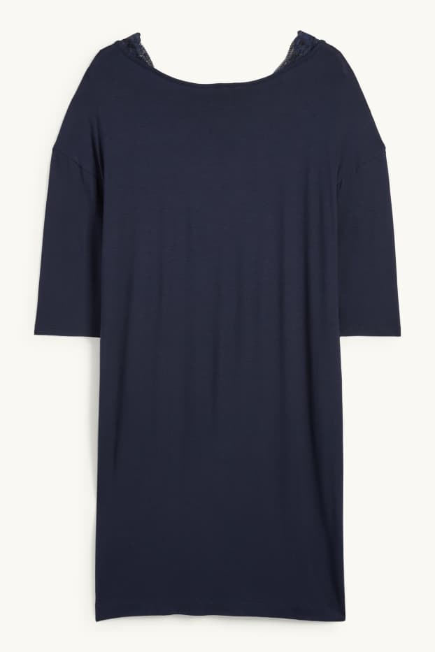 Dames - Nachthemd van viscose - donkerblauw