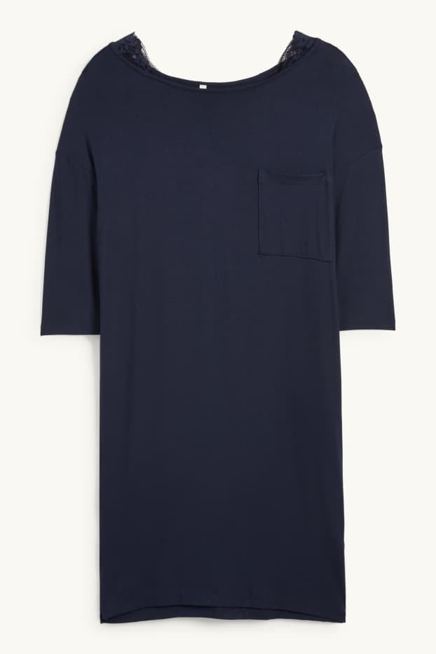 Dames - Nachthemd van viscose - donkerblauw
