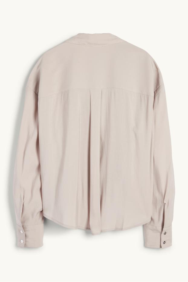 Donna - Blusa con nodo - grigio