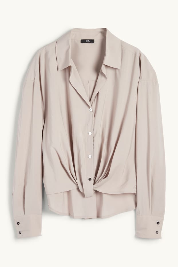 Donna - Blusa con nodo - grigio