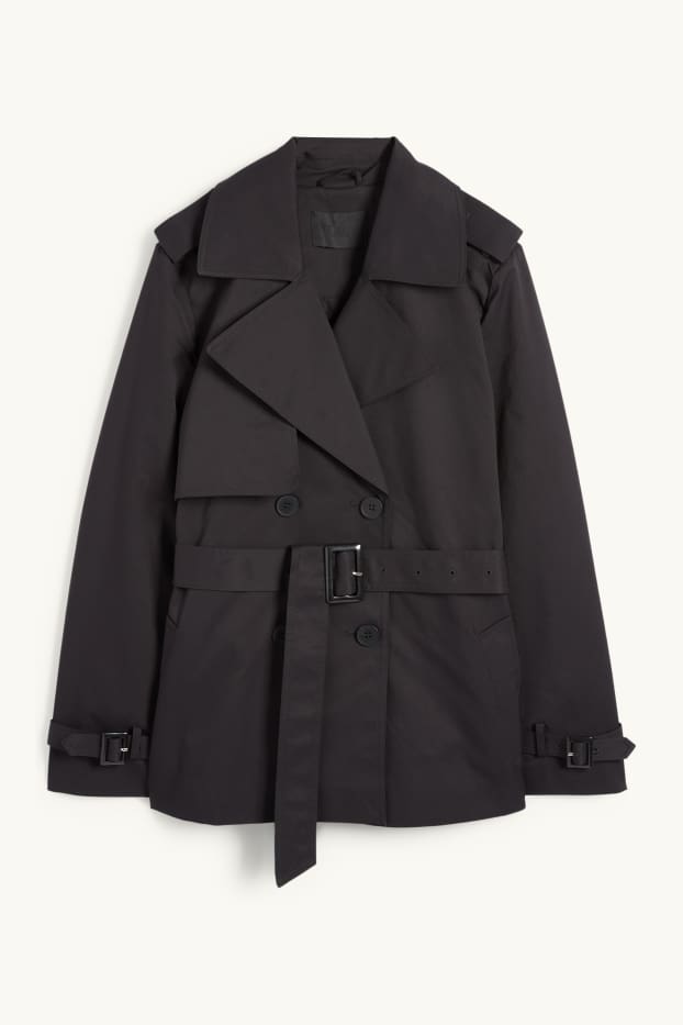 Dámské - Krátký trenčkot - černá