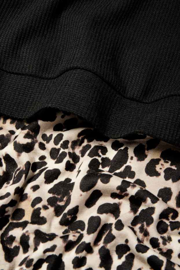 Dames - Voedingssweatshirt - 2-in-1-look - luipaardprint - zwart / beige