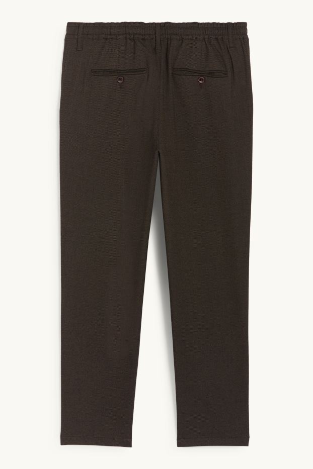 Men - Chinos - tapered fit - textured - dark brown