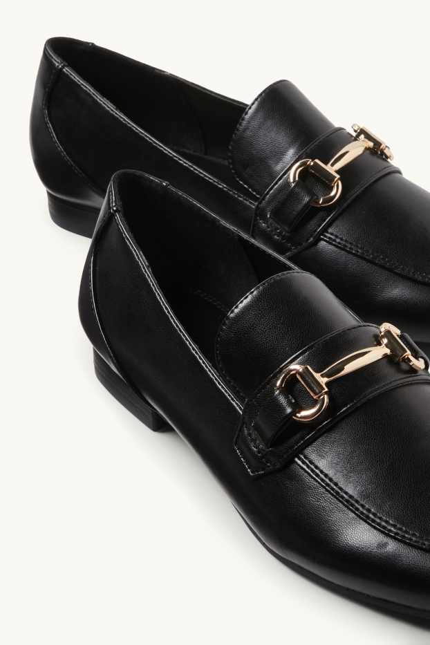 Dámské - Mokasíny - imitace kůže - černá