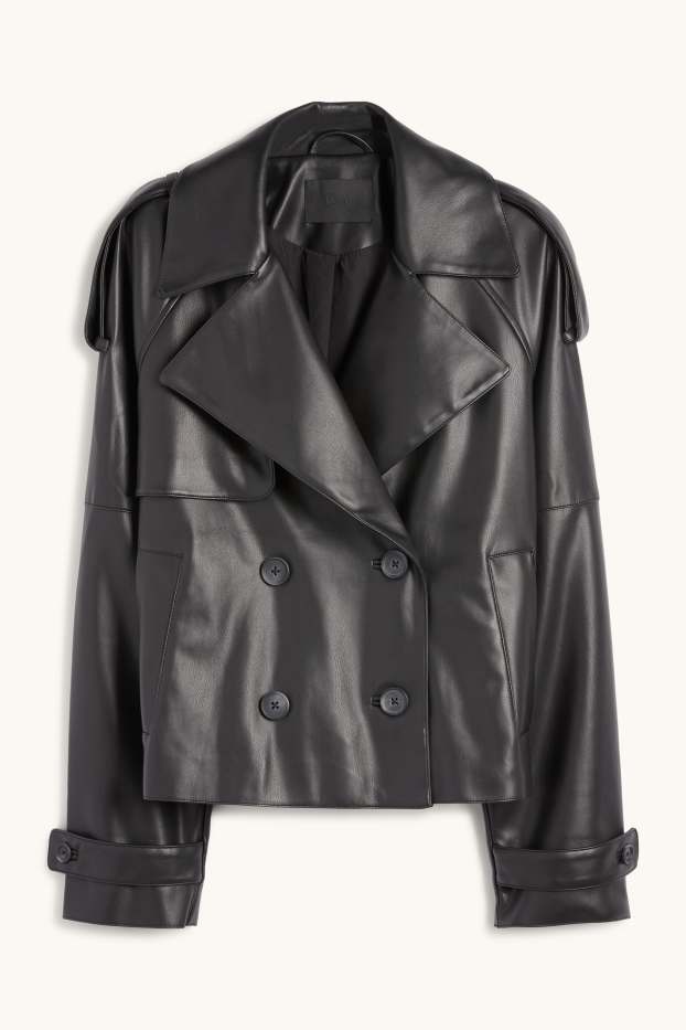 Femmes - Trench court - matière synthétique - noir