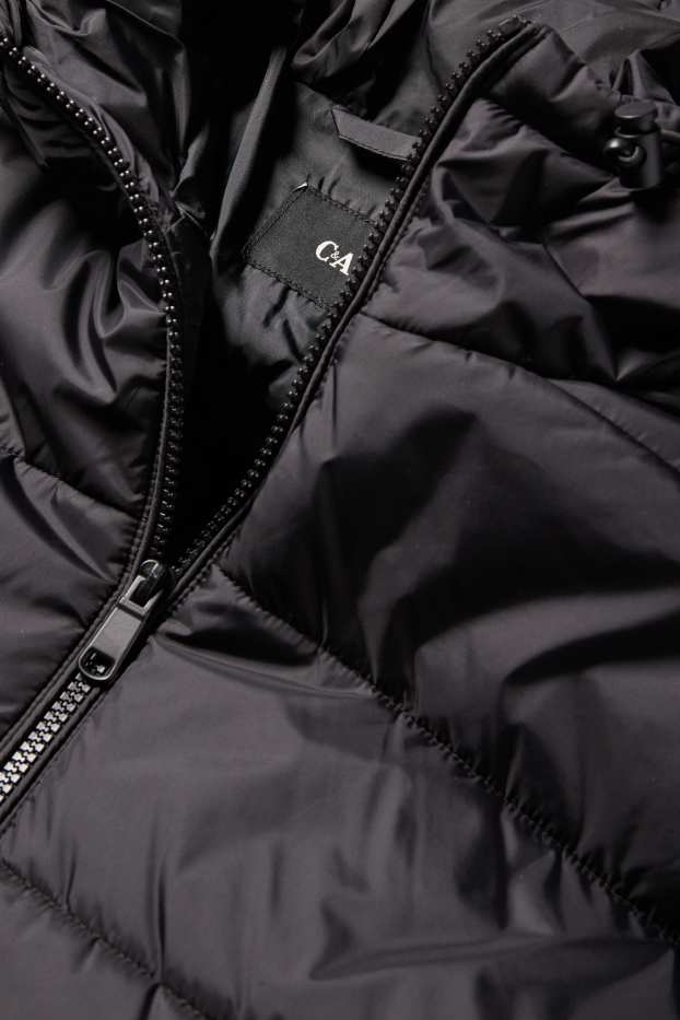 Bărbați - Geacă matlasată cu glugă - negru