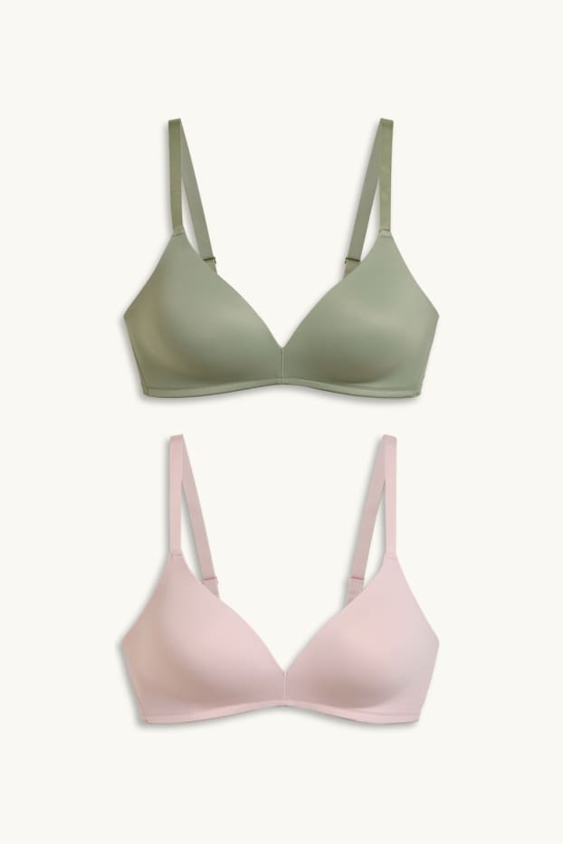 Damen - Multipack 2er - BH ohne Bügel - wattiert - mintgrün