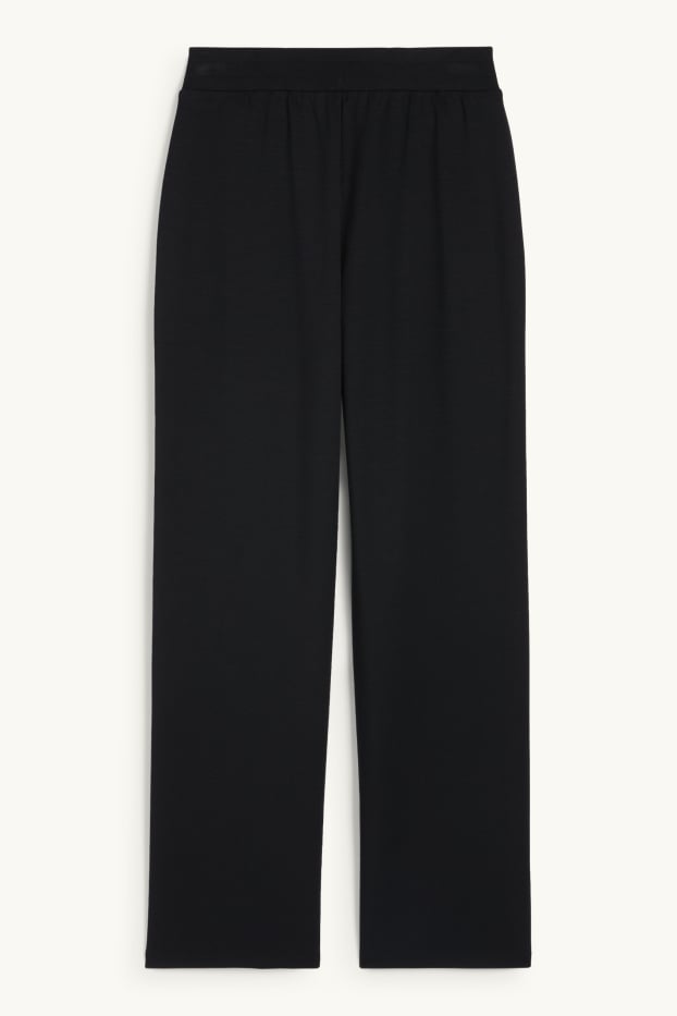 Women - Jersey trousers - mid-rise waist - straight fit - black