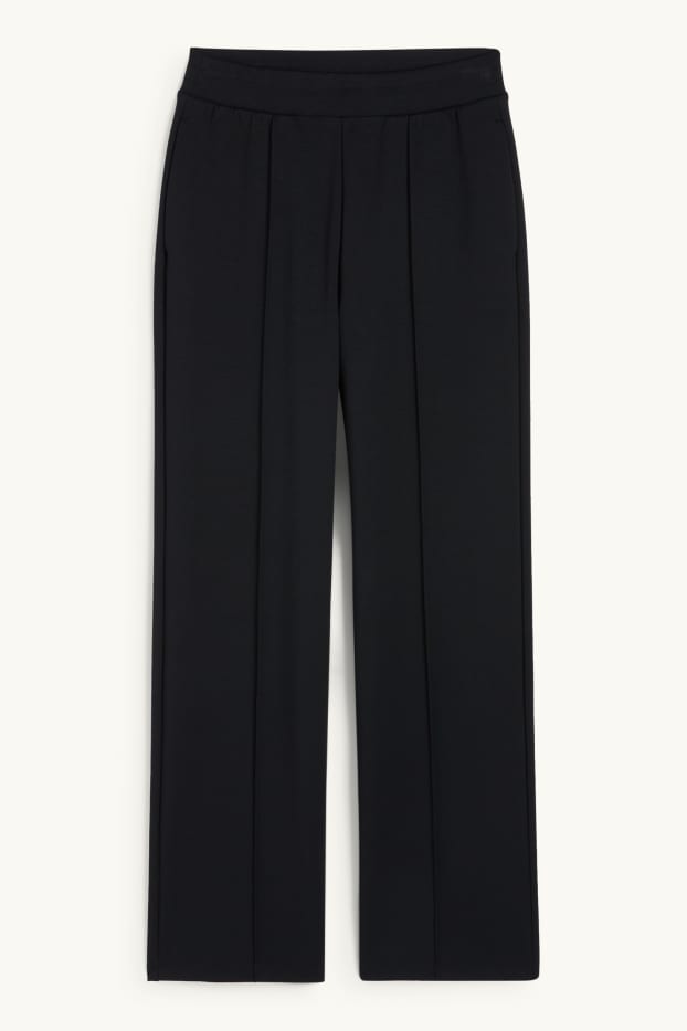 Women - Jersey trousers - mid-rise waist - straight fit - black